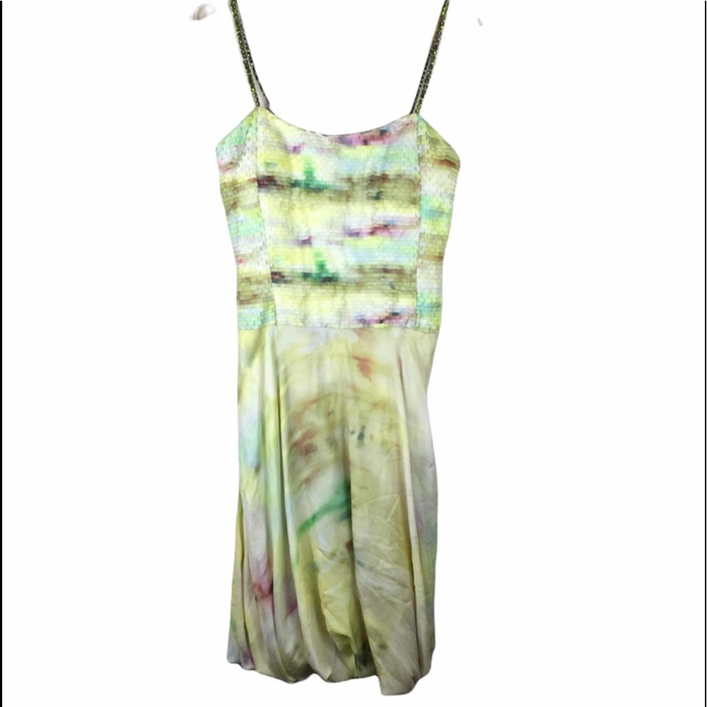 Nicole Farhi silk abstract watercolor midi dress